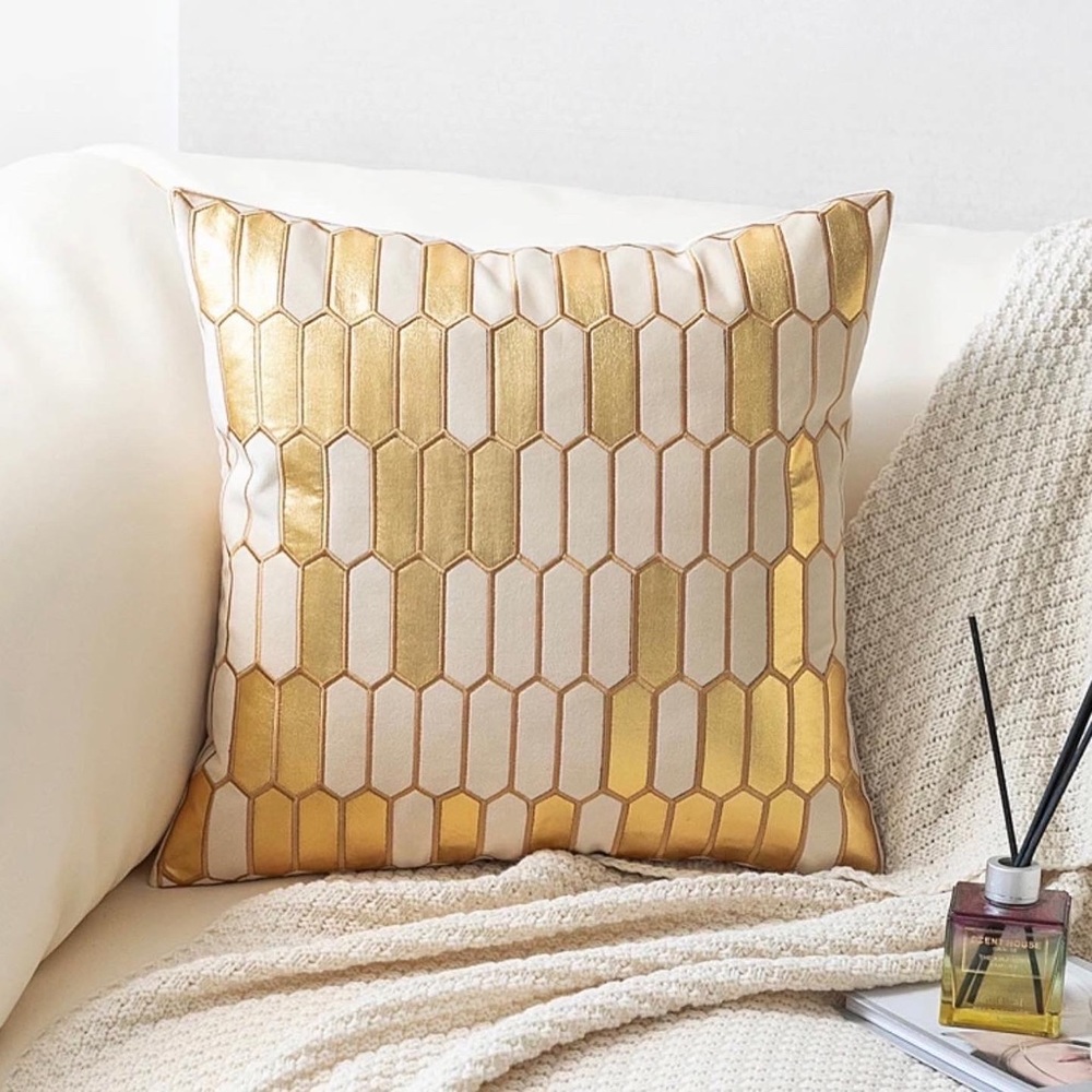 Gold Geometric Accent Pillow